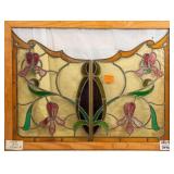 FRENCH ART NOUVEAU STAINED GLASS PANEL