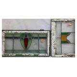 TWO IRISH STAINED GLASS PANELS