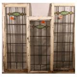 SET OF 3 ANTIQUE ENGLISH LEADED GLASS PANELS