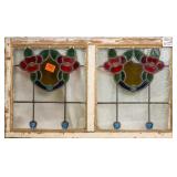 PAIR OF FRENCH ART NOUVEAU STAINED GLASS PANELS
