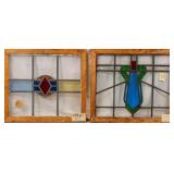 TWO CONTINENTAL STAINED GLASS PANELS