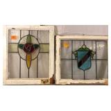 TWO ANTIQUE CONTINENTAL STAINED GLASS PANELS