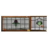 TWO ANTIQUE CONTINENTAL STAINED GLASS PANELS