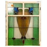 FRENCH ART NOUVEAU STAINED GLASS PANEL