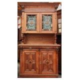 FRENCH RENAISSANCE REVIVAL STAINED GLASS BUFFET