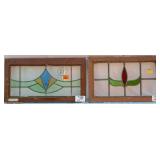 TWO FRENCH ART NOUVEAU STAINED GLASS PANELS