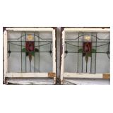 PAIR OF FRENCH STAINED GLASS PANELS