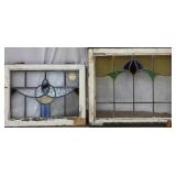 TWO ANTIQUE CONTINENTAL STAINED GLASS PANELS