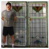 PAIR OF ANTIQUE CONTINENTAL STAINED GLASS PANELS