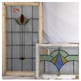 TWO CONTINENTAL STAINED GLASS PANELS