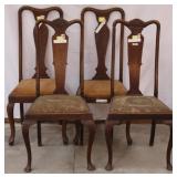 SET OF 4 ENGLISH MAHOGANY QUEEN ANNE STYLE CHAIRS
