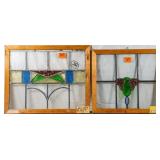 TWO ANTIQUE CONTINENTAL STAINED GLASS PANELS