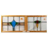 TWO ANTIQUE CONTINENTAL STAINED GLASS PANELS