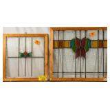 TWO CONTINENTAL STAINED GLASS PANELS