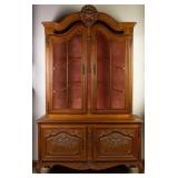 FRENCH CARVED OAK VITRINE CABINET