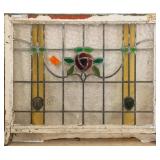 FRENCH ART NOUVEAU STAINED GLASS PANEL