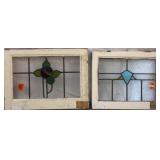 TWO ANTIQUE CONTINENTAL STAINED GLASS PANELS