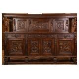 FRENCH RENAISSANCE REVIVAL CARVED OAK SIDEBOARD