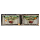 PAIR OF FRENCH ART NOUVEAU STAINED GLASS PANELS
