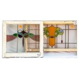 TWO FRENCH ART NOUVEAU STAINED GLASS PANELS