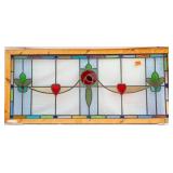 FRENCH ART NOUVEAU STAINED GLASS PANEL