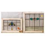 TWO CONTINENTAL STAINED GLASS PANELS