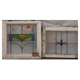 TWO ANTIQUE CONTINENTAL STAINED GLASS PANELS