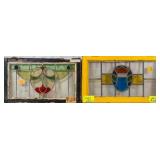 TWO ANTIQUE CONTINENTAL STAINED GLASS PANELS