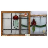 TWO CONTINENTAL STAINED GLASS PANELS