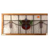 FRENCH ART NOUVEAU STAINED GLASS PANEL