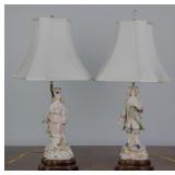 PAIR OF PORCELAIN FIGURAL TABLE LAMPS