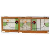 PAIR OF FRENCH ART NOUVEAU STAINED GLASS PANELS