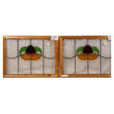 PAIR OF CONTINENTAL ART DECO STAINED GLASS PANELS