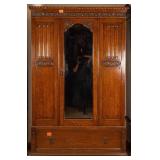 FRENCH ART NOUVEAU OAK ARMOIRE