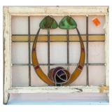 FRENCH ART NOUVEAU STAINED GLASS PANEL