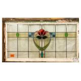 ANTIQUE CONTINENTAL STAINED GLASS PANEL