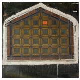 ANTIQUE CONTINENTAL STAINED GLASS PANEL