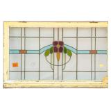 FRENCH ART NOUVEAU STAINED GLASS PANEL