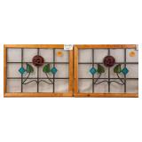 PAIR OF CONTINENTAL STAINED GLASS PANELS