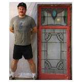 ANTIQUE FRENCH JEWELED STAINED GLASS PANEL