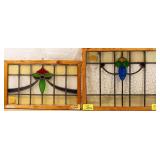 TWO IRISH STAINED GLASS PANELS
