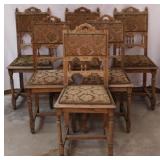 SET OF 5 FRENCH OAK DINING CHAIRS