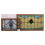 TWO CONTINENTAL STAINED GLASS PANELS
