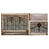 TWO ANTIQUE CONTINENTAL STAINED GLASS PANELS