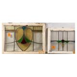 TWO CONTINENTAL STAINED GLASS PANELS