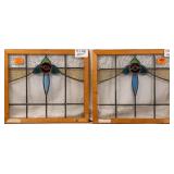 PAIR OF CONTINENTAL STAINED GLASS PANELS