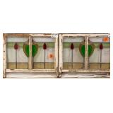 PAIR OF CONTINENTAL STAINED GLASS PANELS