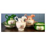 2 STAFFORDSHIRE POTTERY WASH SETS & PITCHER