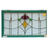FRENCH ART NOUVEAU STAINED GLASS PANEL