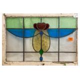 FRENCH ART NOUVEAU STAINED GLASS PANEL